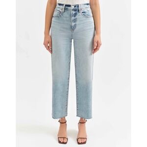 Daze Denim Pleaser High Rise Wide Ankle Jeans Light Wash Raw Hem NWT
